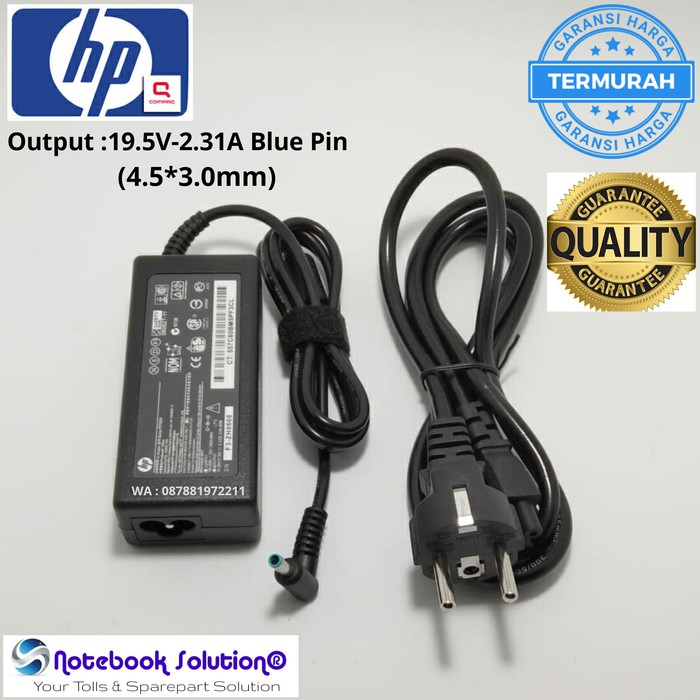 Adaptor Charger HP Spectre Ultrabook x2 PC 19.5V-2.31A Blue Pin