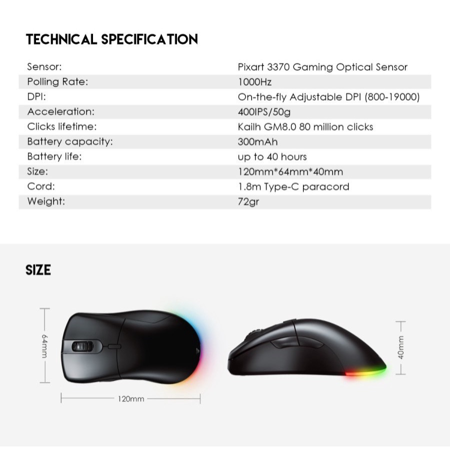 Fantech Helios XD5 GO Wireless RGB Lightweight Gaming Mouse