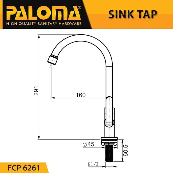 Tap PALOMA FCP 6261 Keran Kran Air Dingin Sink Wastafel Dapur