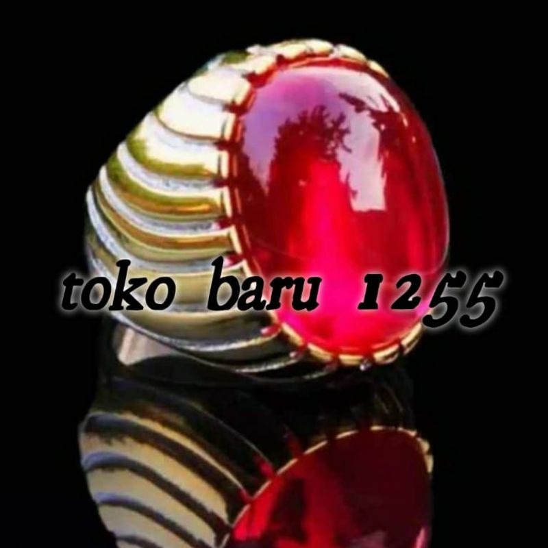 [ Bayar Di tempat ] Cincin pria cincin batu Ruby Siam bangkok ring titanium