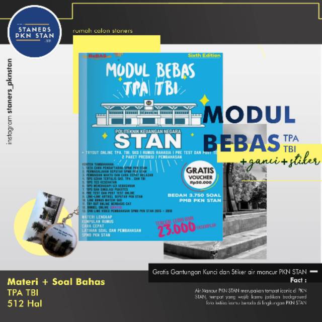 {GRATIS STIKER } Modul Bebas TPA TBI PKN STAN Edisi ke 6 Terbaru Khusus 2020 BUKU STAN