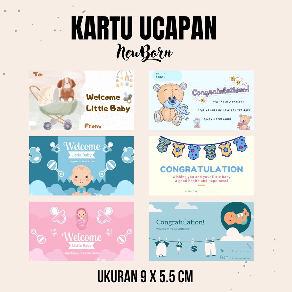Kartu Ucapan Kelahiran Bayi Baby Newborn Greeting Card Welcome Baby Bor