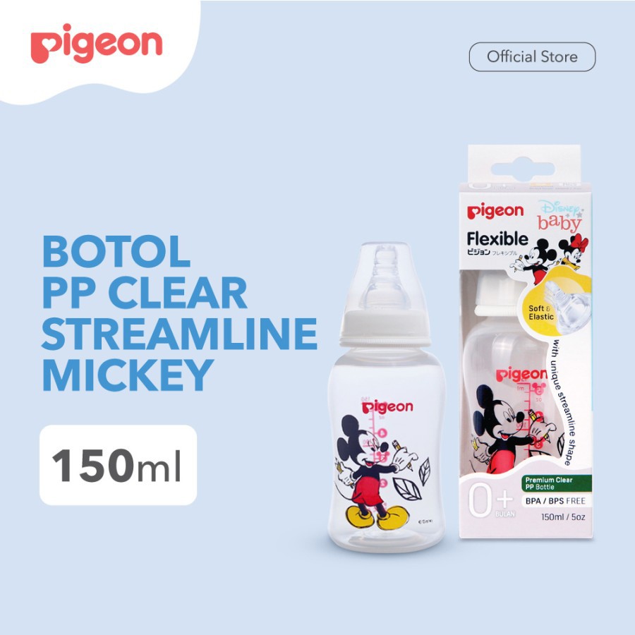 Botol Susu Bayi Pigeon Botol PP Clear Streamline Mickey / Minnie 150ml