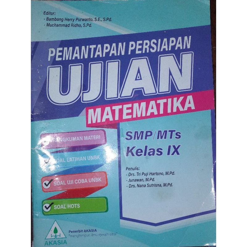 BUKU LKS AKASIA PEMANTAPAN UJIAN KELAS IX BEKAS (SECOND) Matematika,Bhs Inggris