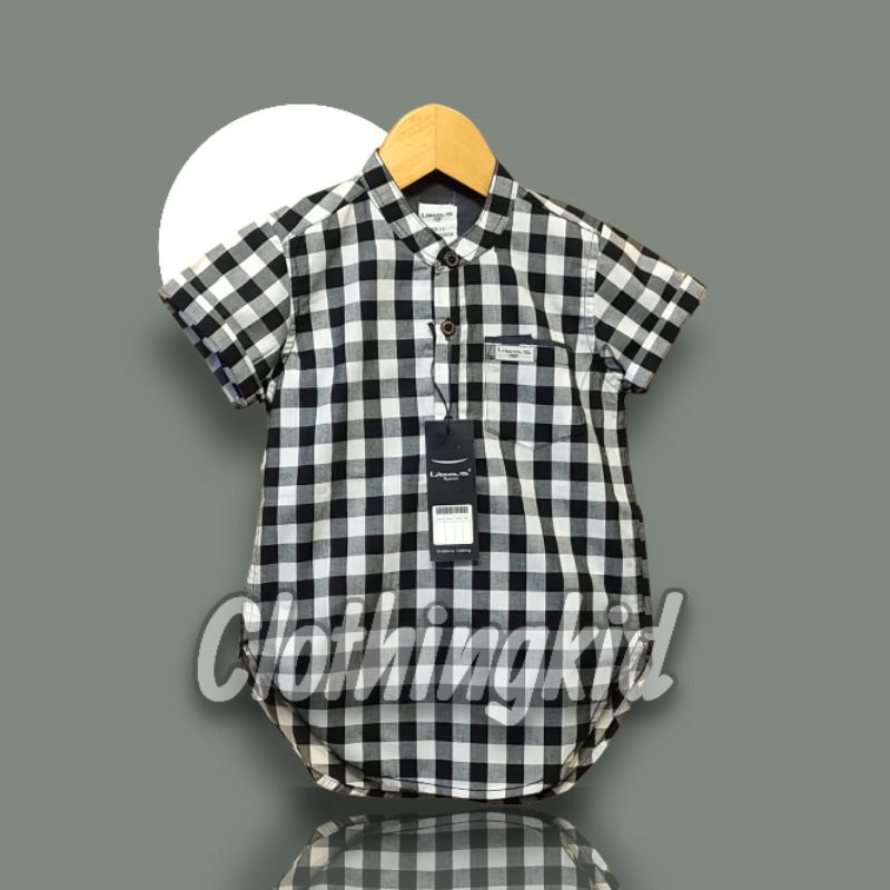 BEST SELLER KURTA ANAK LAKI-LAKI 6 BULAN - 13 TAHUN KOTAK-KOTAK MONOKROM LENGAN PENDEK PREMIUM QUALI