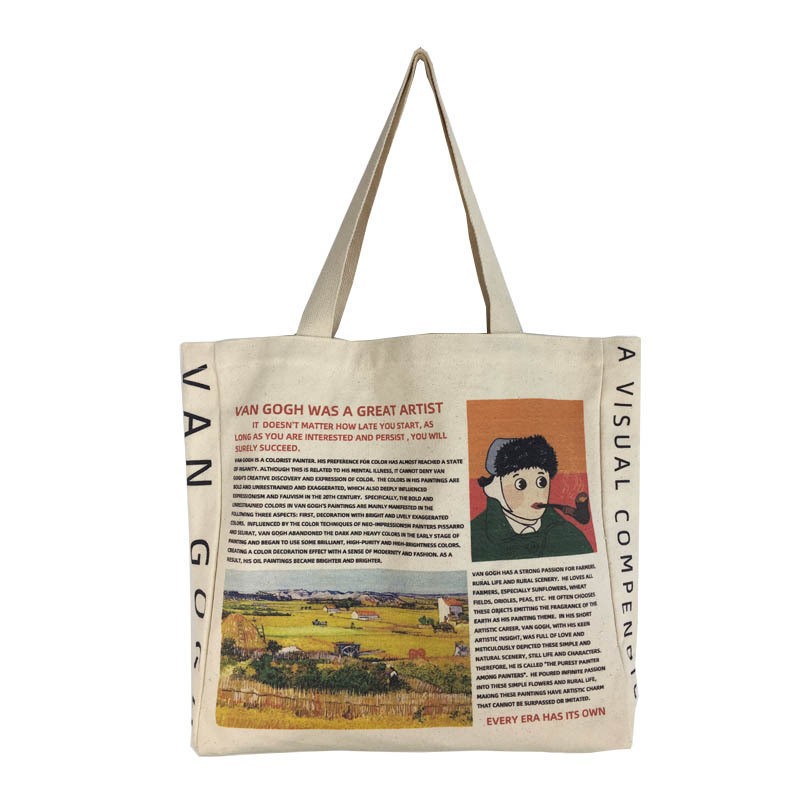 TC-03 tas canvas tote bag wanita import korea jepang besar van gogh