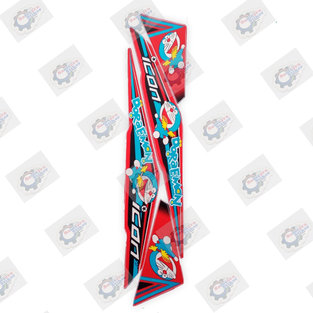 Stiker Motor Beat Fi Doraemon Merah