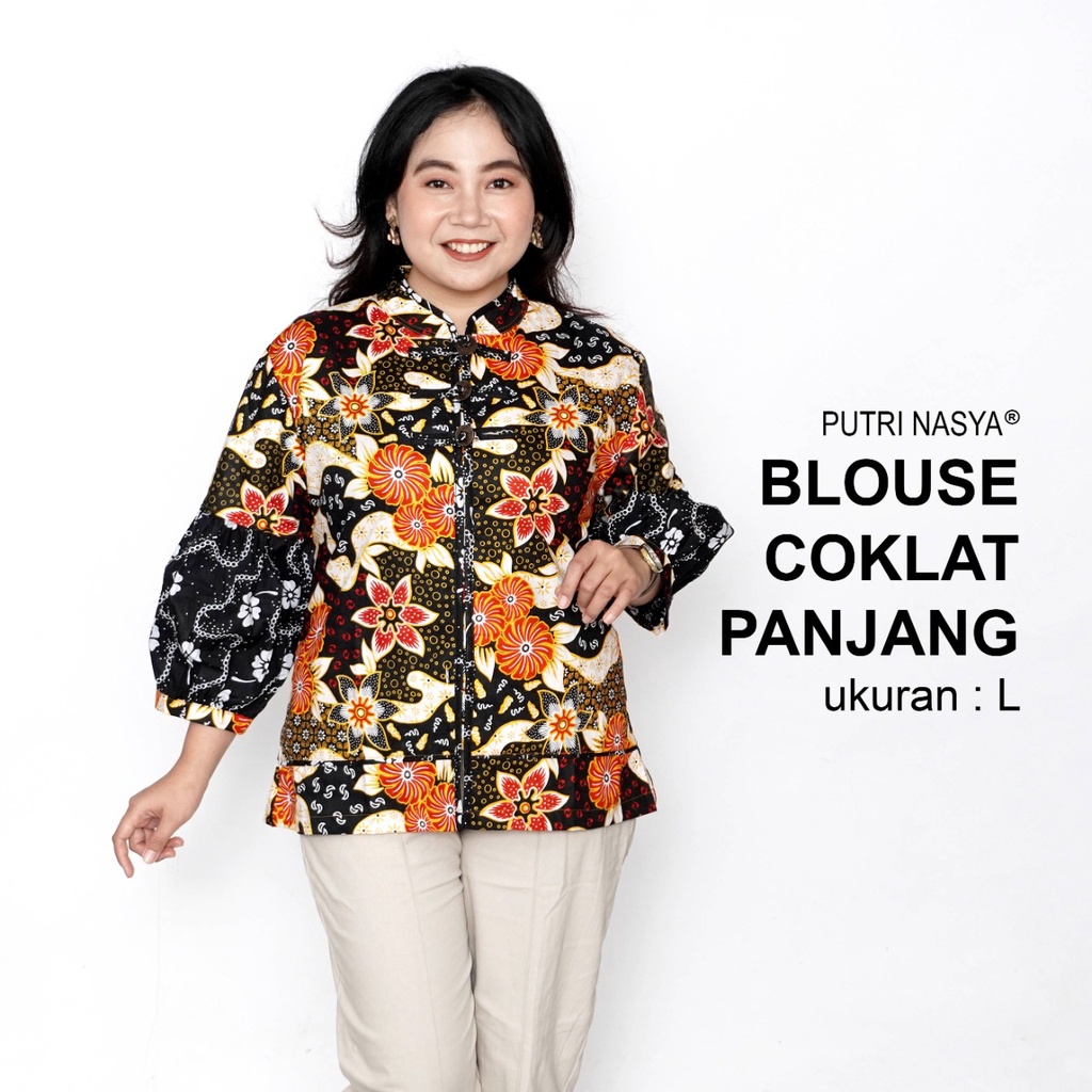 Atasan Batik Blouse Big Size Wanita Lengkap L-XL-2L-3L-4L-5L-6L-7L Model Blus Jumbo Seragam Batik / Atasan Batik Bigsize Kantor / Pakaian Batik Kekinian Kerja Bahan LD 140