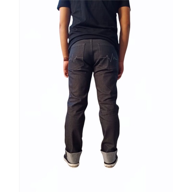 Raw denim gray salvage