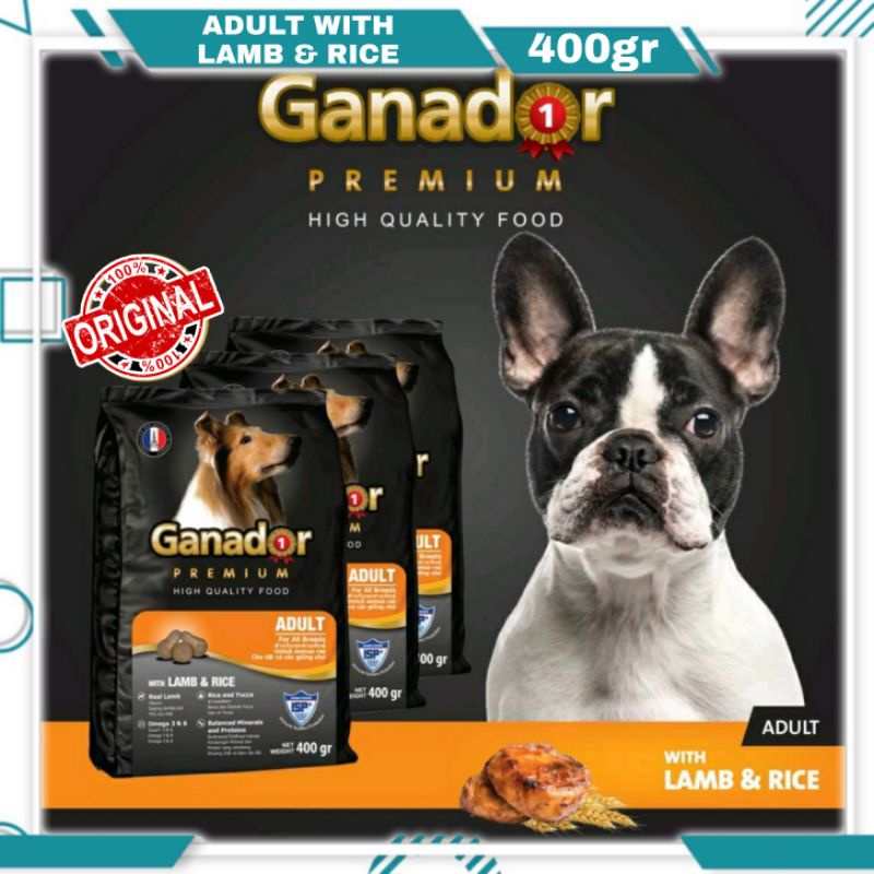 Ganador Premiun Adult With Lamb &amp; Rice Dog Food / Makanan Anjing Kering 400gr Freshpack