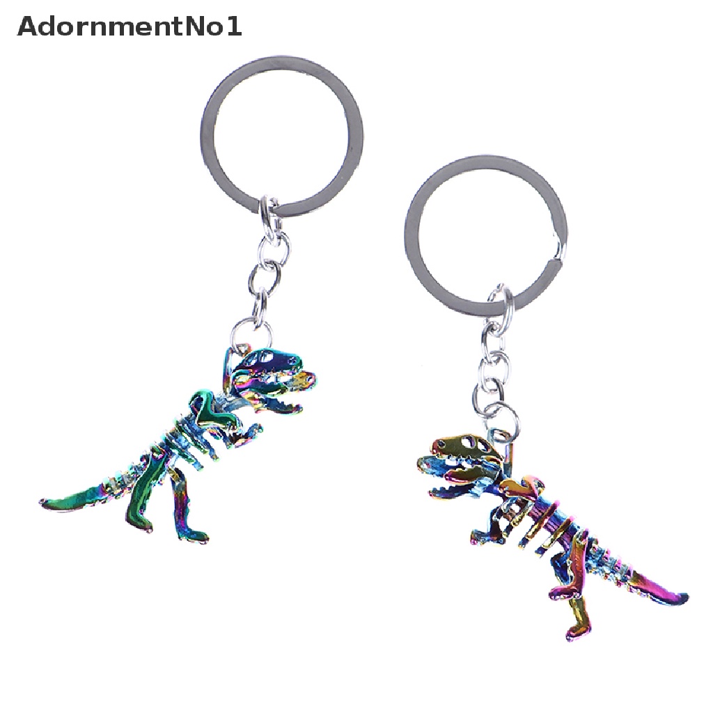 (AdornmentNo1) 1pc Gantungan Kunci Bentuk Tengkorak Dinosaurus Bahan Alloy Warna-Warni