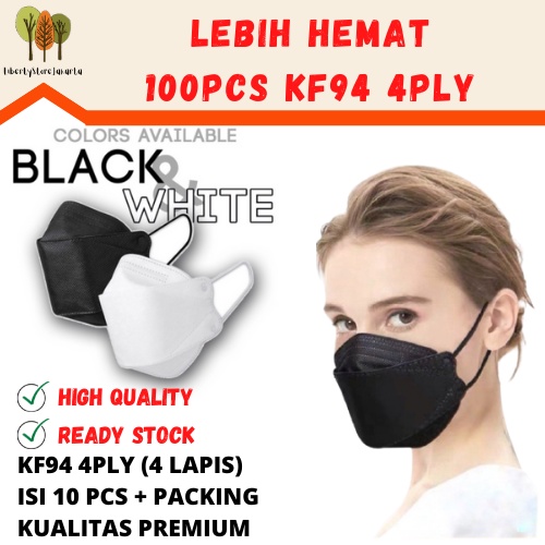 MASKER KN95 N95 DISPOSABLE EARLOOP 5PLY KF94 DISPOSABLE EARLOOP 4PLY KUALIAT PREMIUM ISI 100 PCS