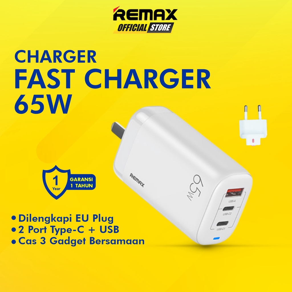 Remax Ligil Charger Adapter GaN Fast Charging 65W High Power 2 Port RP-U55