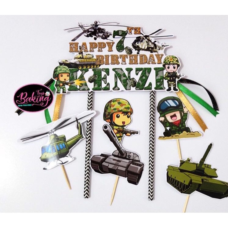 Topper Cake Birthday / Hiasan Kue Ulang Tahun Cute Tentara Army
