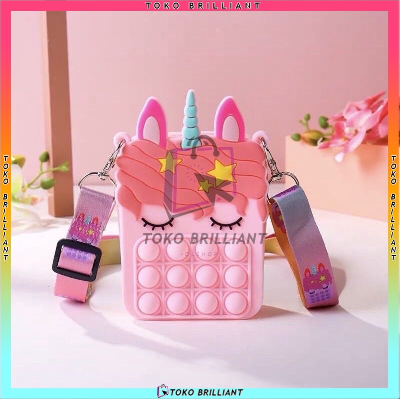 TAS Mainan Squishy Bubble TAS Pop It Bahan Silikon Warna Pelangi Untuk Penghilang Stress Anak / Dewasa [COD]