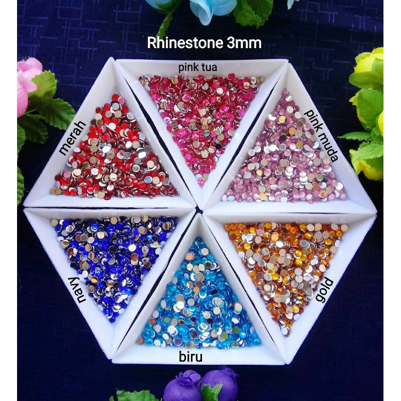Rhinestone 3mm (-+200-300pcs) / Gems henna / Gemstone 3mm / Hiasan henna