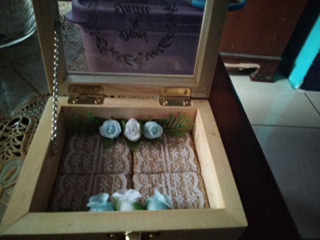 Kotak Cincin Kawin Kayu Akrilik (bantalan Burlap) / Wooden Acrylic Wedding Ring Box