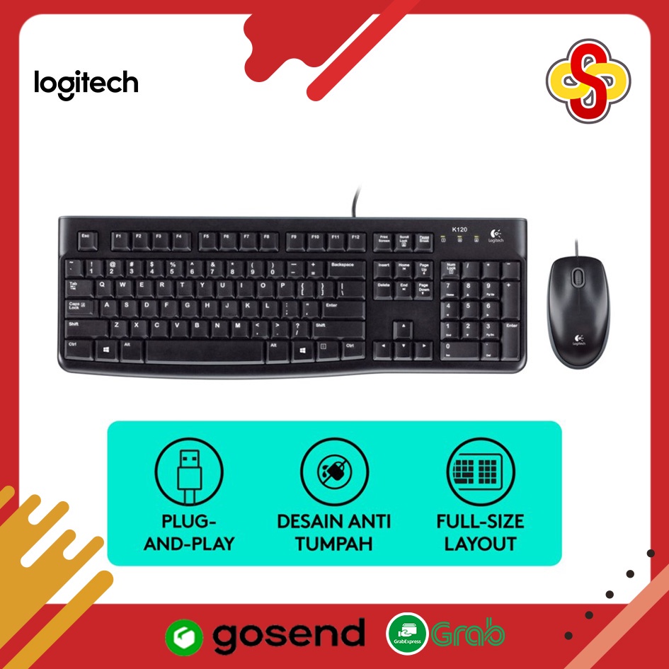 Keyboard + Mouse Wired Logitech MK120 Combo Desktop