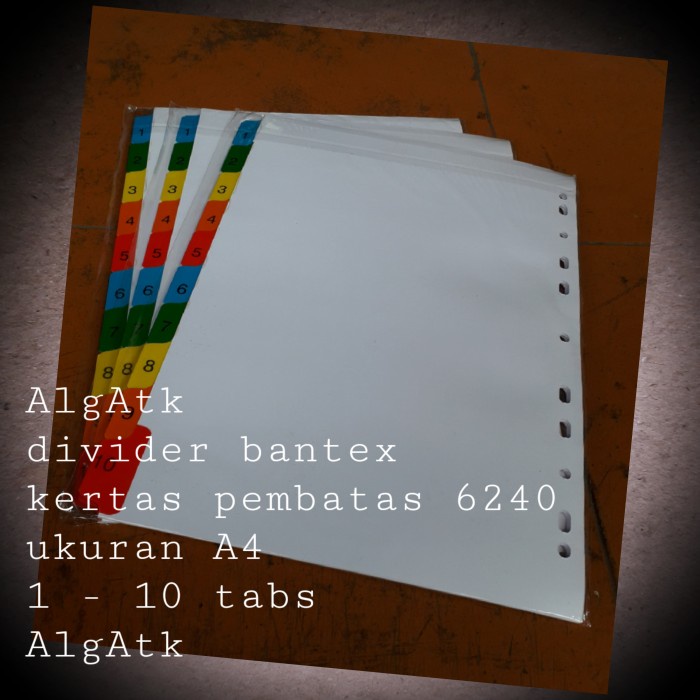 

Produk Strong Line Divider Bantex Size A4 Kertas Pembatas 10 Tabs 6240 Gilaa!!!