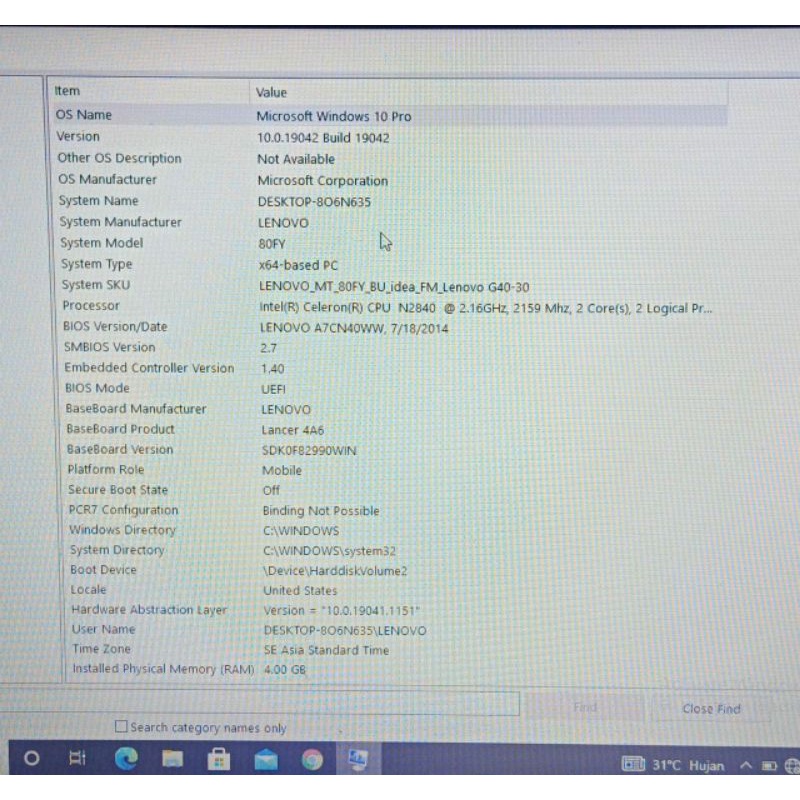 laptop lenovo g40-30 ram 4gb
