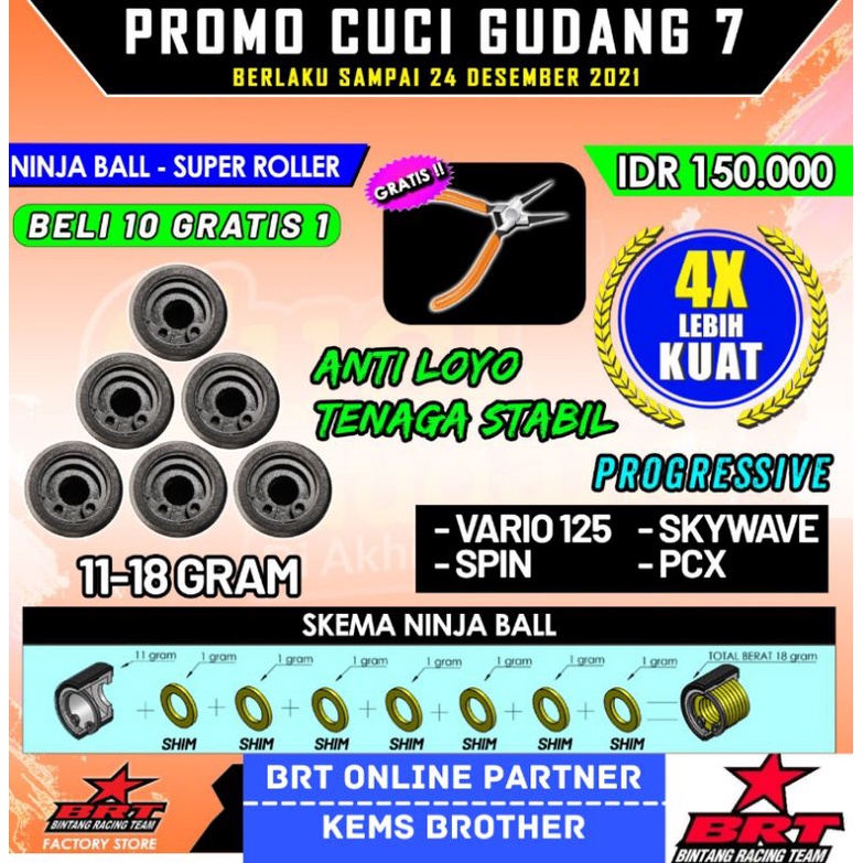 NINJA BALL ROLLER BRT ORIGINAL NMAX AEROX PCX ADV VARIO 125 GENIO MIO LEXI BEAT FI MIO J MIO SPORTY XMAX