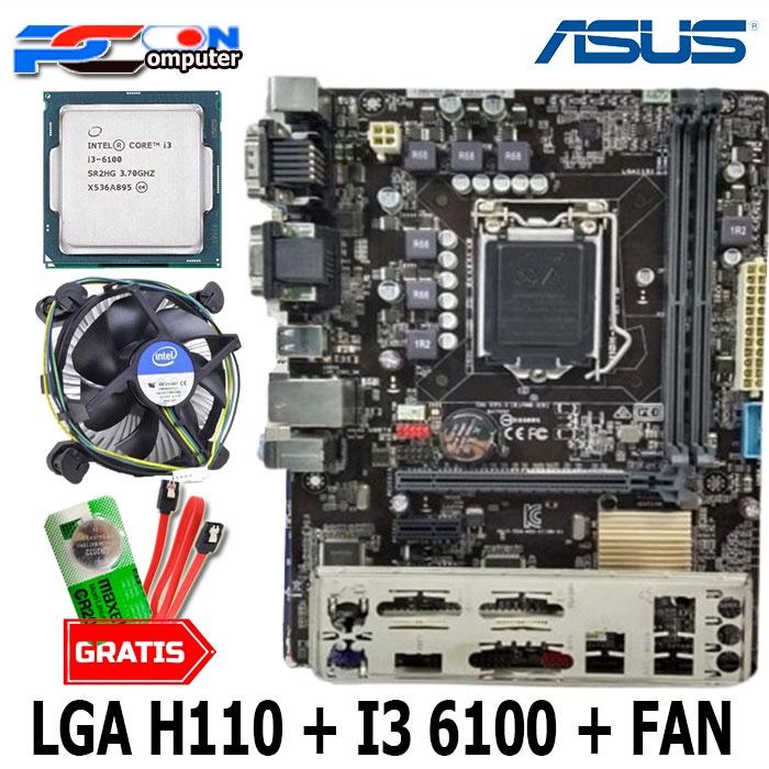 Motherboard Mainboard Mobo H110 LGA1151 DDR4 + Processor core i3 6100