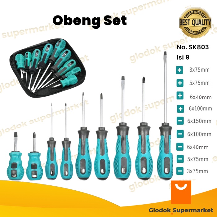 Obeng Set 9 in 1 Reparasi Magnetic SK803