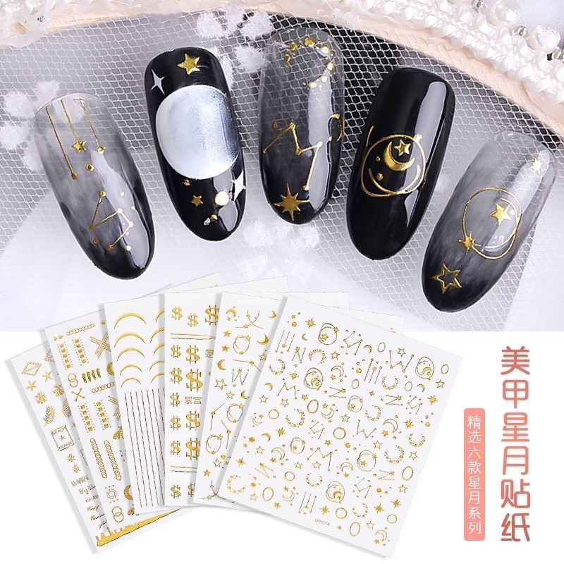 GALAXY MOON SUN STICKER BEE NAILART / stiker kuku bulan bintang NAIL ART STIKER WATER DECAL