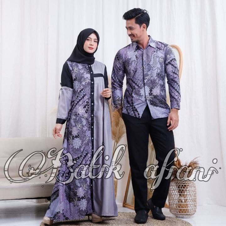 Batik Couple Keluarga Modern Terbaru 2022 Set Couple Batik Keluarga Gamis Jumbo Motif Albar