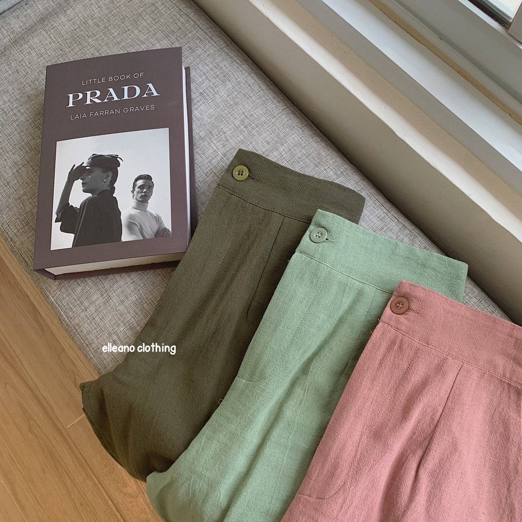 Kimmy Highwaist Cullote Pants  Wide Leg Linen Cullotes  Celana Panjang Linen Kulot Wanita-4