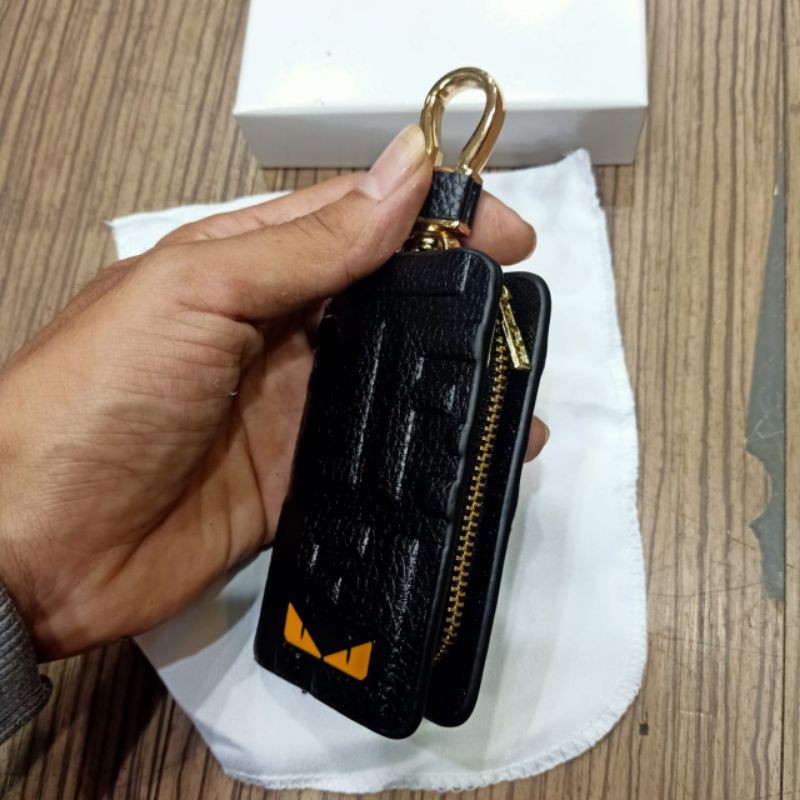 Gantungan Kunci Mobil &amp; Motor Fendi Leather Embos Import