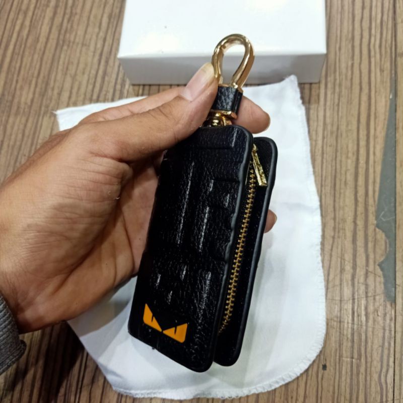 Gantungan Kunci Mobil &amp; Motor Fendi Leather Embos Import