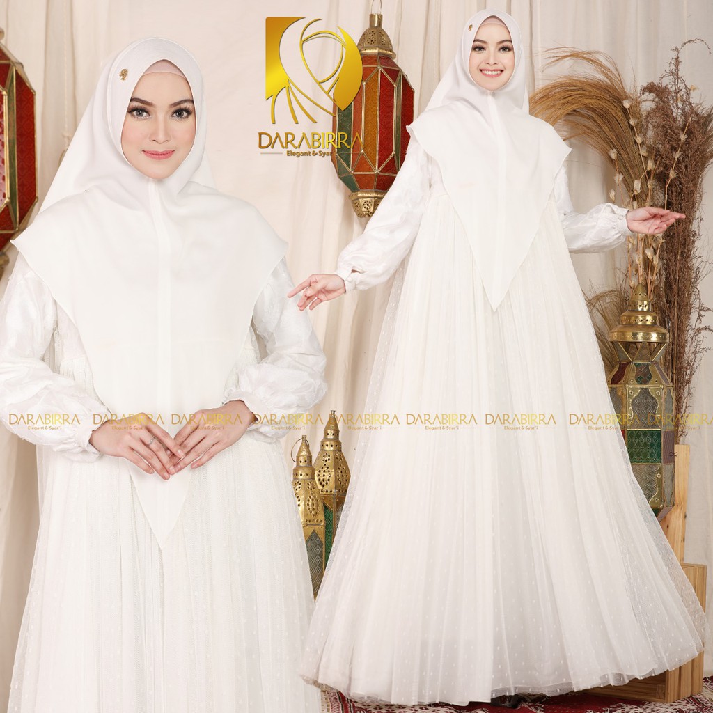 Gamis Syari Putih Premium Mewah  Darabirra Ori | Dress Fashion Muslim Gamis Pesta Terbaru