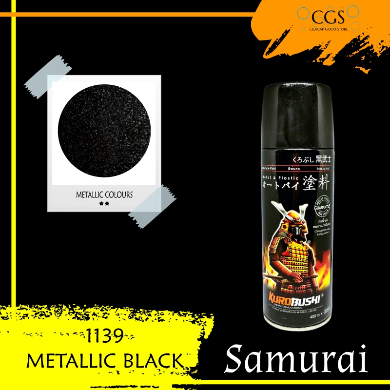 CAT SAMURAI METALLIC BLACK 1139 - cat samurai hitam metalik - samurai 1139 - pilok hitam metalik sam
