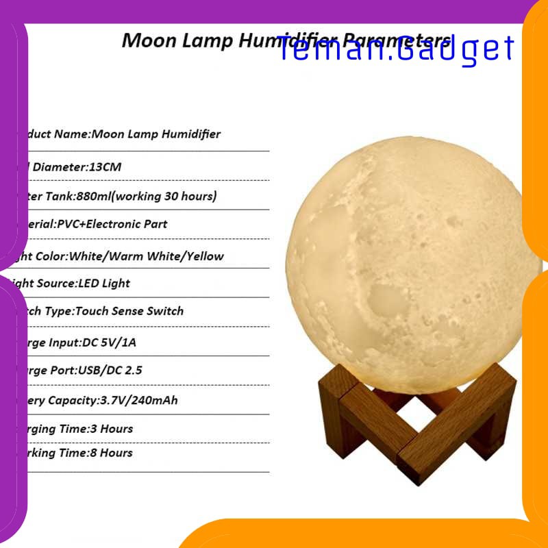 TG-CE084 Taffware Lampu Tidur Humidifier 3D Moon Night Light - Humi AX-08