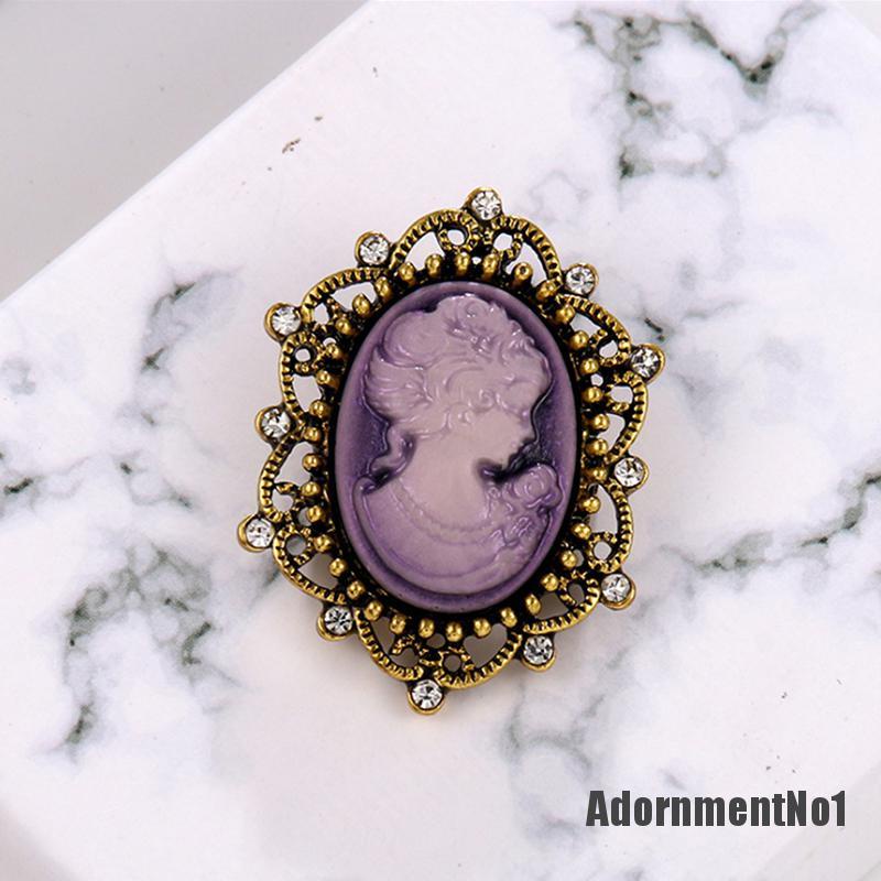 (Adornmentno1) Pin Bros Bunga Cameo Hiasan Kristal + Berlian Imitasi