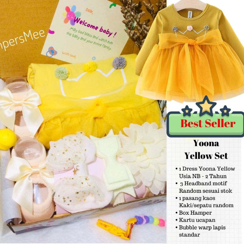 HAMPERSMEE SET PREMIUM - HAMPERS BAYI HAMPERS BABY KADO BAYI BABY GIFT HADIAH KELAHIRAN NEWBORN MURAH HEMPERS BAYI PARCEL BAYI BARU LAHIR-Yellow Yoona B