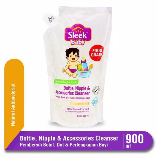 Sleek Baby Bottle, Nipple and Accessories Cleanser refill 900ml