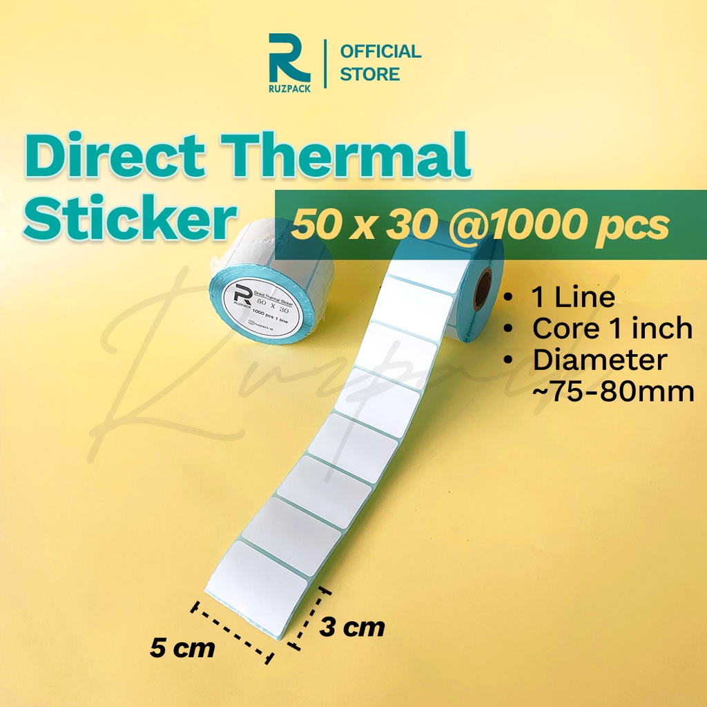 Direct Thermal Sticker [50x30 MM] Stiker Resi Pengiriman Label Barcode Thermal 1 LINE 1000 PCS