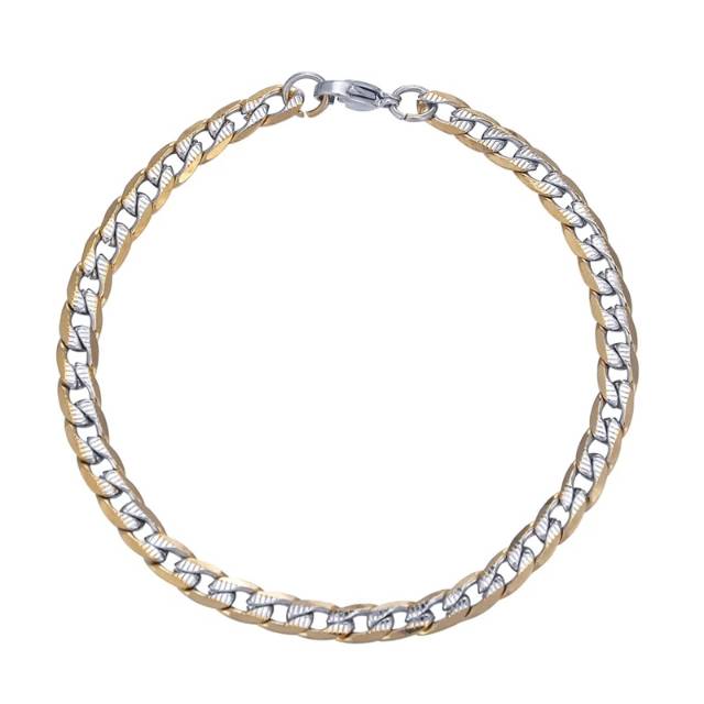 Gelang Titanium Lapis Emas 18K Dua Warna Model Rantai Kecil