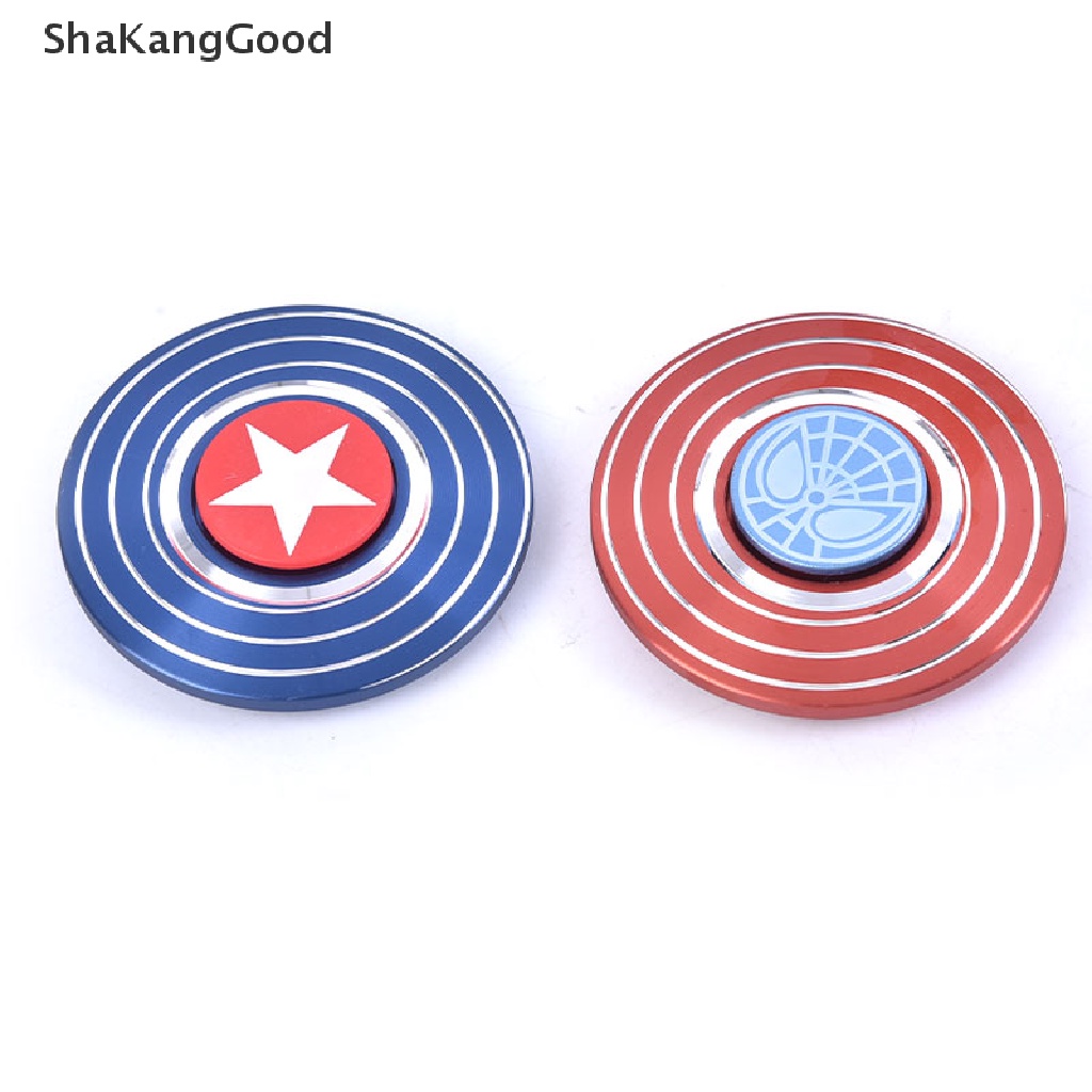 Mainan Spinner Gyro Dekompresi Bentuk Perisai Captain America Bahan Alloy