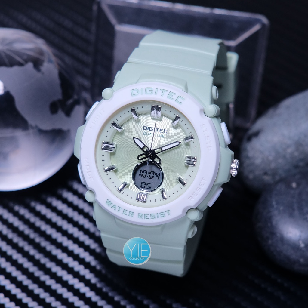 Jam Tangan Digitec Wanita Terbaru 2022 Model Sport Fashion BDA 4110 T Warna Hijau Dual Time Original