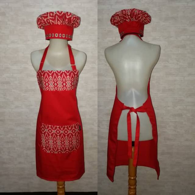 Celemek apron kombinasi batik Celemek batik Celemek masak Celemek dapur Celemek koki