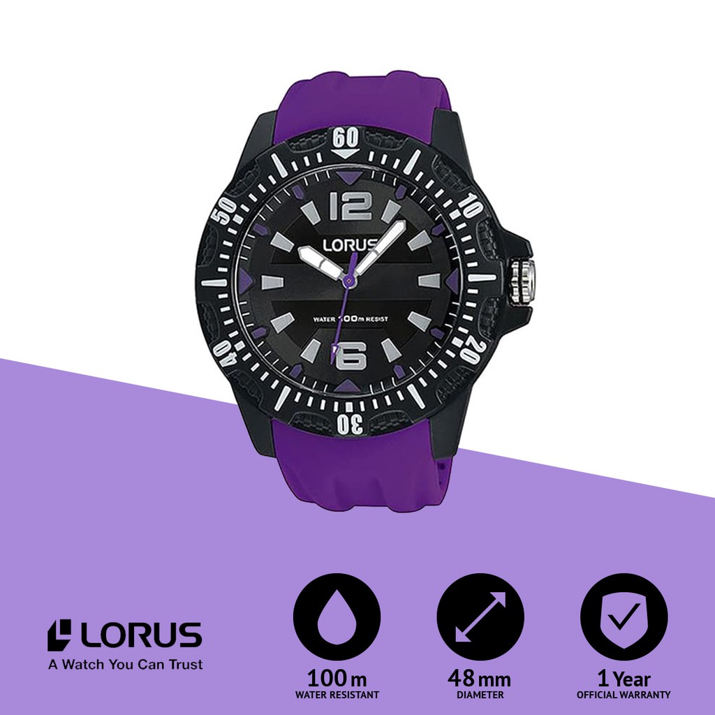 Jam Tangan Lorus Analog Pria RRX13EX9 Black Original Purple Original