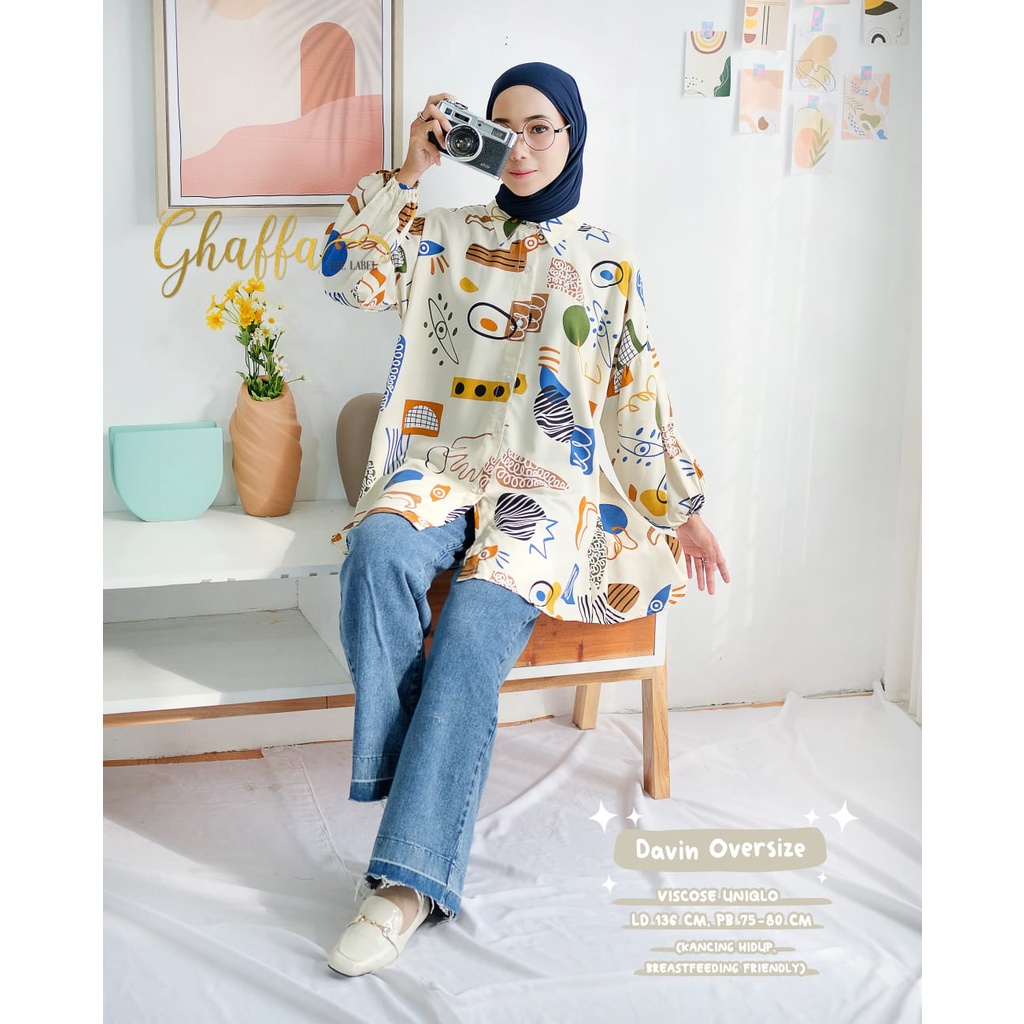 Atasan Wanita Blouse Jumbo Bahan Rayon Uniqlo Ld 126 davin oversize ghaffa