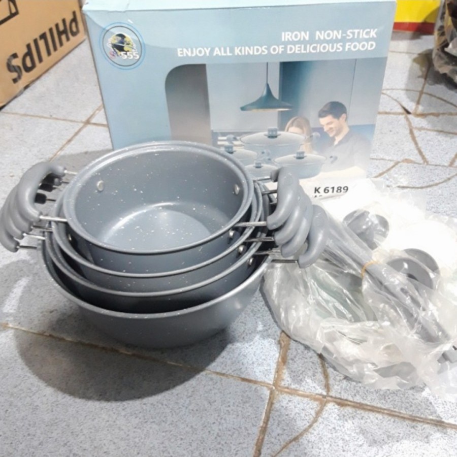 PANCI SET IRON NON STICK 18 / 20 / 22 / 24CM 7 in 1 TERMURAH