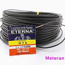 Kabel Eterna NYA 1X1.5mm Merah / Biru / Hitam / Kuning Hijau Meteran/ Eceran