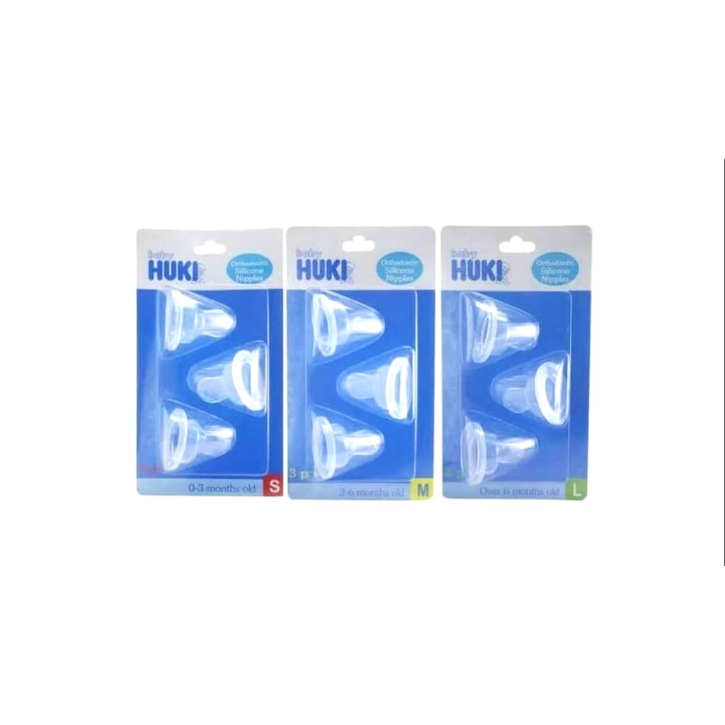 Huki Orthodontic Silicone Nipple / Dot Gepeng S / M / L ( isi 3 pcs )