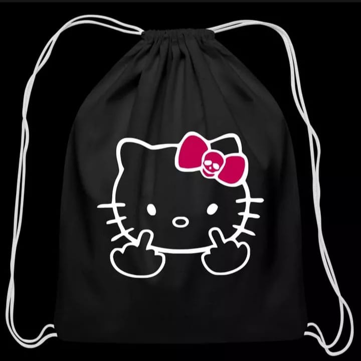 tas wanita serut polos gambar Hello Kitty - Tas serut drawstring selempang bahu cewek Karakter - Ransel Anak sekolah serut