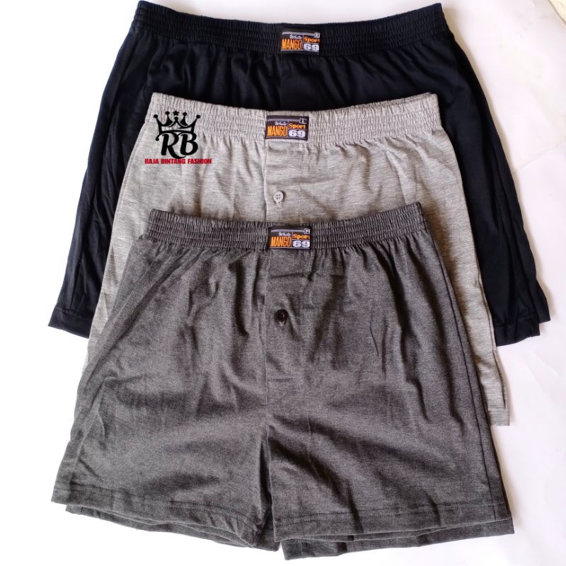 Boxer Mango Sport69 Celana Bokser Lapisan Dalam Pria Ada Kancing Depan Celana Tidur